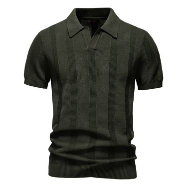 Unbeatable Quality 2025 Summer New Men's Striped Hollow Short Sleeve Sweater Polo Shirt For Men_voghion.com