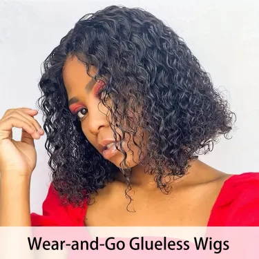 Bob Wig Human Hair Deep Wave Lace Front Wigs Pre Plucked for Beginners_voghion.com