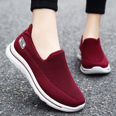 Women's shoes spring middle-aged and elderly mother's shoes non-slip flat shoes elderly soft sole fly woven shoes for women_voghion.com