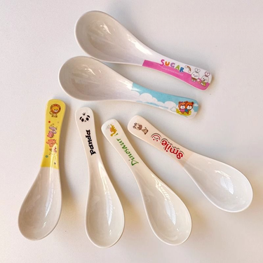 Bamboo Fiber Children's Cartoon Food Grade Soup Spoon Long Handle Baby Eating Household Infant Feeding Cute_voghion.com