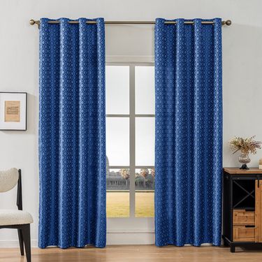 Premium Polyester Jacquard Blackout Curtains – Thermal Insulated Checkered Drapes For Living Room & Bedroom – 85% Light Blocking_voghion.com