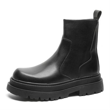 Martin Boots Men's Thick-soled Heightening Short Boots Chelsea Boots Tooling Leather Boots_voghion.com