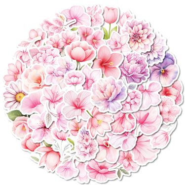 Stationery Sticker new beautiful pink flower waterproof graffiti stickers DIY trolley luggage refrigerator decoration stickers_voghion.com
