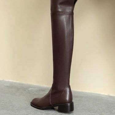 Fall/Winter 2025 New Over-the-Knee Women's Boots Low-Heel Wide-Leg Boots Velvet Knee-High Boots_voghion.com