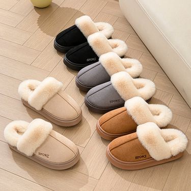 Woolly winter warm home slippers women's thick indoor and outdoor cotton slippers for men and women_voghion.com