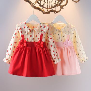 One and a half year old baby autumn children's cute floral 2 girls 3 princess dress_voghion.com