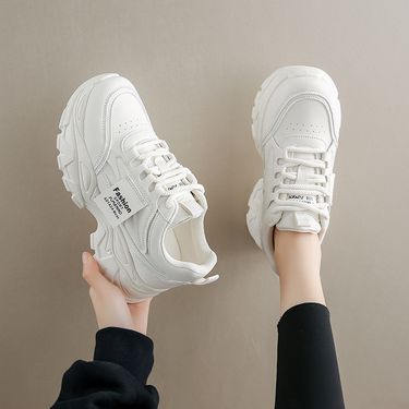 Women's Thick Soled Dad Shoes For Women New Leather Wear Resistant Sports Shoes Fashionable Height Enhancing Casual Women's Shoes_voghion.com