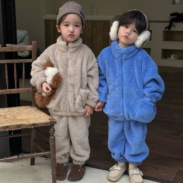 Children's Fall And Winter Set Flannel Boys And Fleece Hoodie Girls Winter Casual Baby Clothes_voghion.com