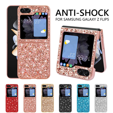 Plating Bling Glitte Diamond Case Fo Samsung Galaxy Z Flip5 Flip4 Flip3 5G Shockpoof Bumpe Potection Had Back_voghion.com