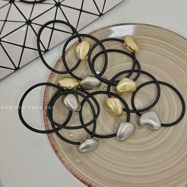 Brushed light metal high elastic glossy hair rope European and American simple all-match elegant headband ponytail does not hurt hair accessories_voghion.com