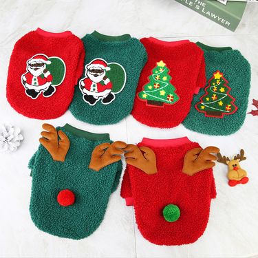 Christmas Pet fleece Santa Claus Pine Elk Hairball Star warm and comfortable_voghion.com