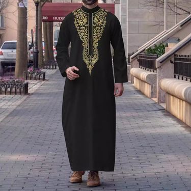 Men's Clothing Robe New Embroidery Casual Men's Muslim Long Sleeve_voghion.com