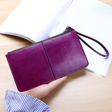 Kjiuyou Simple Women Hand-held Wallet Wide Applications Fadeless Pure Color Coin Purse for Daily Life_voghion.com