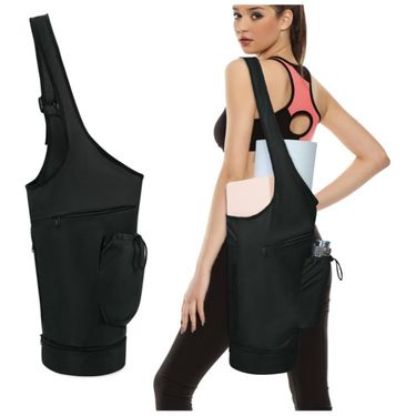 Yoga mat bag, large opening long handbag yoga mat carrier bag with waterproof wet pocket and drawstring water bottle bag_voghion.com