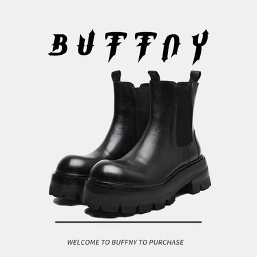 Chelsea Boots Martin Boots Men's Zhongbang Platform Inner Heightening Derby Boots Fleece Short Boots_voghion.com