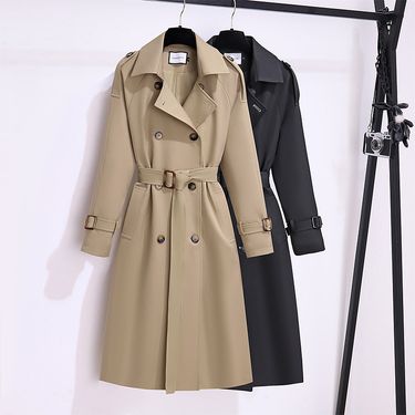 High-End Elegant Mid-Range Trench Coat For Women, Mid-Length, New Autumn Korean Style, Waist-Cinching Classic Fashion_voghion.com