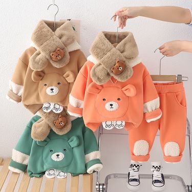 Clothing Autumn Fleece Thickened Two-Piece Set Baby Boys' Winter Outfit 1-3 Years Old Trendy Clothes_voghion.com