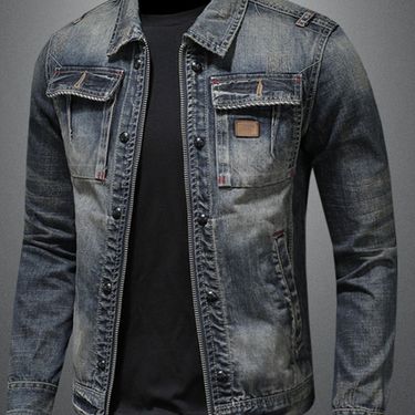 Autumn Motorcycle Fashion Denim Jacket Trend Korean Men's Slim Jacket Workwear Retro Casual Handsome_voghion.com