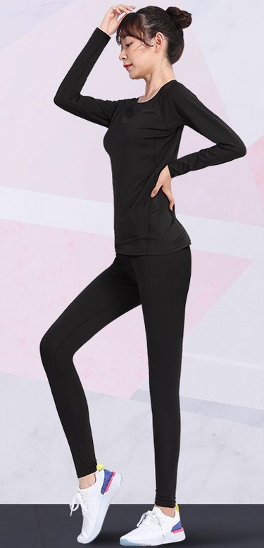 Women's Yoga Clothing Tight-Fitting Quick-Dry Sports Set Long Sleeve Running Morning Jogging Top Fitness Training Wear_voghion.com