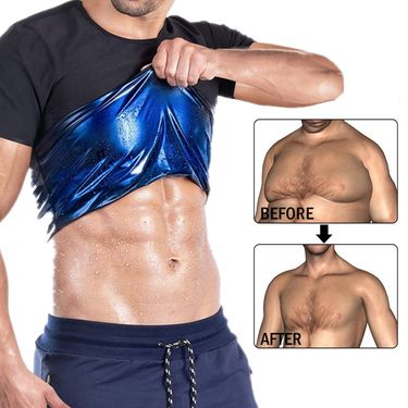 Men's Sports Sweat Suit Body Girdle Waist Compression Short Sleeve Shapewear Tight Fast Sweat Corset_voghion.com