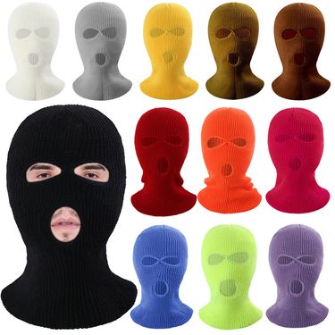 new winter warm cycling mask outdoor sports skiing knitted three hole hood neck protection cold proof neck scarf_voghion.com