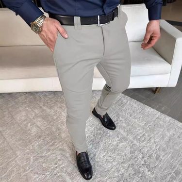 Men's Clothing Four Seasons Men's Light Business Trousers Men's Fashionable Handsome Solid Color Men's Formal Casual Trousers_voghion.com