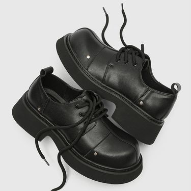 ShoeVault Paris Big Men Thick Sole Height Increase Commuter Derby Business High Street Versatile Casual Large Size Square Toe_voghion.com