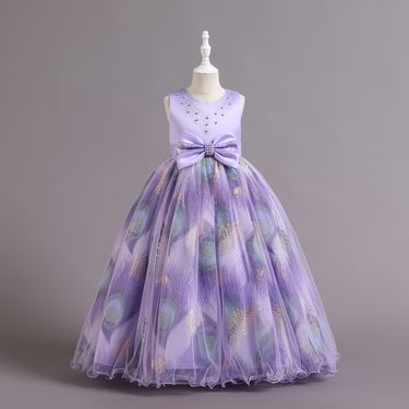 Mother & Kids Children's dress princess dress stylish flower girl wedding birthday dress host piano performance evening dress_voghion.com