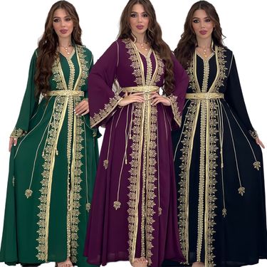Muslim Robe Muslimabaya Women's Fashion Long Sleeve Embroidered Two Piece Set_voghion.com