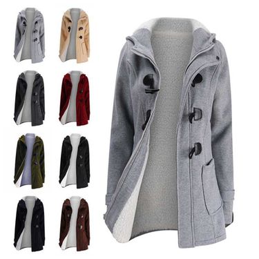 New Hooded Cotton For Women, Autumn And Winter Slim Fit Slimming Horn Leather Button Jacket_voghion.com