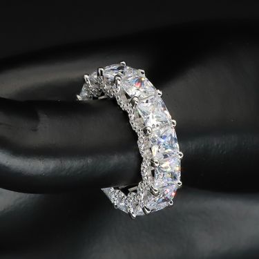 European And American Cross-Border Men's 6mm Wide 925 Sterling Silver Full Cubic Zirconia Side Diamond Ring Hip Hop_voghion.com
