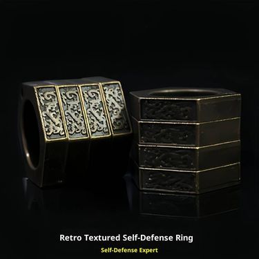 Vintage Self-Defense Ring - Copper Anti-Wolf Ring With Window Breaker For Outdoor, EDC & Personal Safety (Men & Women)_voghion.com
