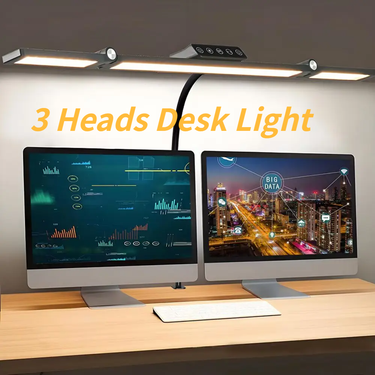 3 Heads Desk Light With Big Clamp 24W Remote Control Dimmable Architect LED Table Lamp Office 5 Color Temperature For Student_voghion.com