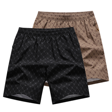 Summer quick drying thin five point shorts, trendy printed sports p, casual straight zippered pockets, sand carved_voghion.com