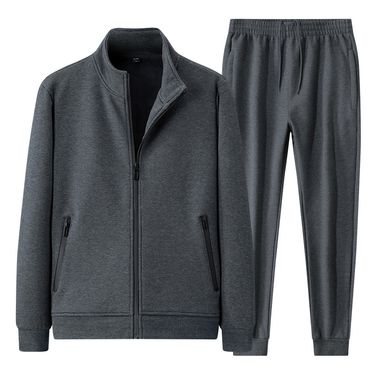 Men's Clothing Middle aged and elderly men's casual sports suits spring and autumn dad's suits plus velvet thick warm cardigan two piece jacket men_voghion.com
