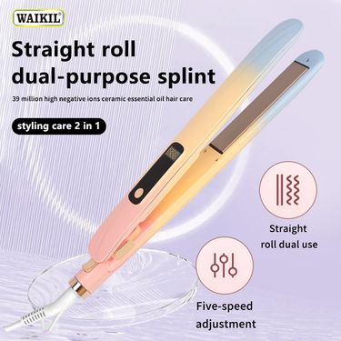 LCD display multi speed temperature control curling and straightening dual purpose electric plywood styling bangs curling iron straight hair plywood_voghion.com