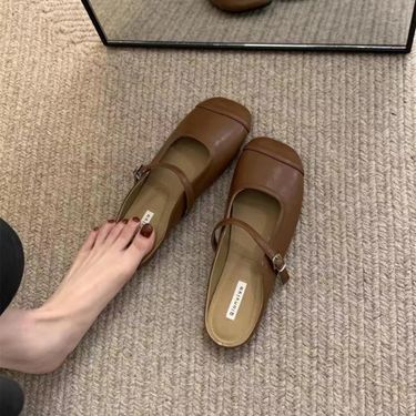 Baotou Half Slippers For Women, Outdoor Wear, 2025 New Korean Style, Gentle Fairy Soft Flat Casual Slip-On Mules_voghion.com