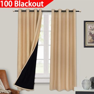 Full blackout curtains with black lining on the back of the bedroom solid color curtains_voghion.com