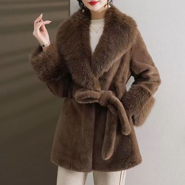 Women's Clothing New Large Fur Collar Long Slim Coat Environmentally Friendly European Mink Fur Plush Coat High End Fashion Version_voghion.com