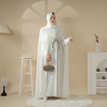 Verve 2025 Abaya Arabic Fashion Batwing Sleeve Long Dress Muslim Women Solid Color Casual Robe_voghion.com