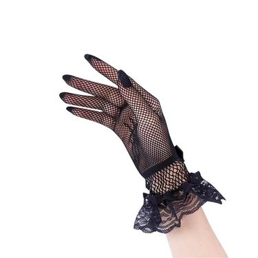 Unisex Thin mesh gloves women hollow fashion sexy black stretch lace gloves lace performance_voghion.com