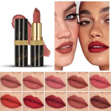 Pudaier Velvet Matte Lipstick 10 Colors Non-Stick Cup Lip Glaze Lip Gloss Lipstick Color Boosting_voghion.com