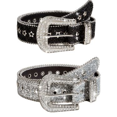 Rhinestone Belt Women's Ins Style Wide Belt Decoration European and American Fashion Personality Sequin Jeans with All-match Design Sense_voghion.com