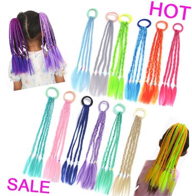 Kids Girls Elastic Hair Band Rubber Band Hair Accessories Wig Ponytail Holder Hair Ring Twist Braid Rope Headdress Hair Braided_voghion.com