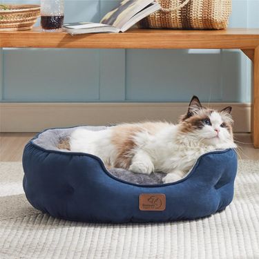 Pet cat's nest can be machine washable winter warm plush dog's nest pet sofa mattress_viptrois.com