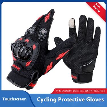 Motorcycle Gloves – Breathable Nylon, Touchscreen Compatible, Anti-Slip Grip (Unisex, M/L/XL/XXL, White/Red/Green/Gray)_voghion.com