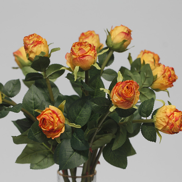 Single artificial flower imitation dry burnt edge rose single Valentine's Day wedding home flower arrangement decoration floral core_voghion.com
