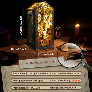 Handmade DIY Assembly Book Stand Model Accessory Detective Agency 3D Stereoscopic Miniature Architecture Model_voghion.com
