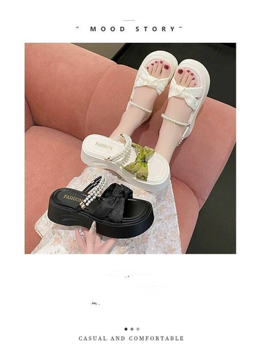 Pearl Country Wind Slippers Women Wear 2025 New Fairy Wind With Thick Skirts And Ladies Sandals And Slippers._voghion.com