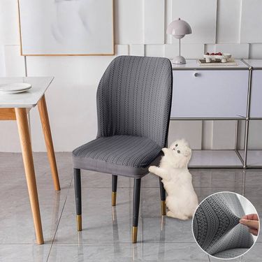 Modern Jacquard Chair Slipcovers – Stretchable Polyester Dining Chair Covers With Anti-Slip Elastic, Striped Design For Home & Café_voghion.com